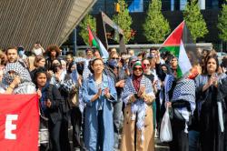 Pro-Palestina studenten protest op Centraal Station 